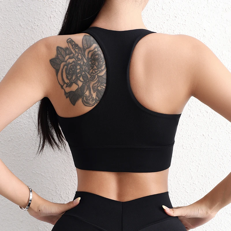 SOISOU-Top corto de nailon para Yoga para mujer, sujetador deportivo para gimnasio, almohadilla para el pecho, Top transpirable ajustado elástico extraíble, 6 colores