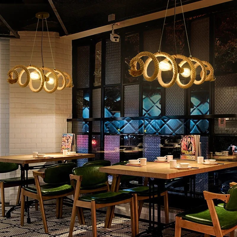 Lámpara Colgante LED de Cuerda de Diseño Creativo Italiano para Restaurante, Cafetería, Casa de Huéspedes, Dormitorio, Lámpara de Araña, Iluminación Decorativa para Hotel