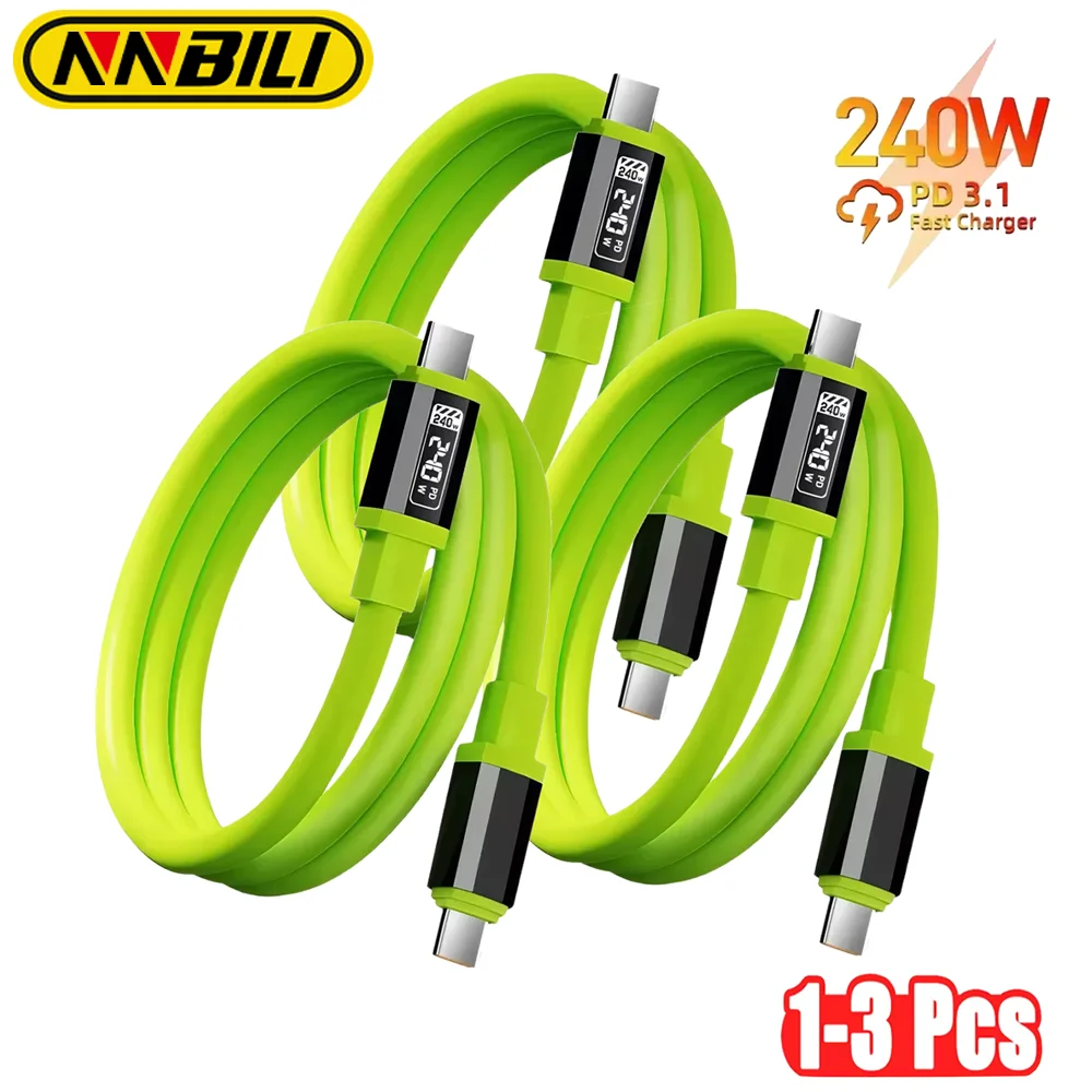 NNBILI-Cable C-C de 240W, cargador de teléfono de carga rápida PD, cable de datos para iPhone 18, 17, Huawei, tipo C a USB C, cable de carga rápida, 1-3 unidades