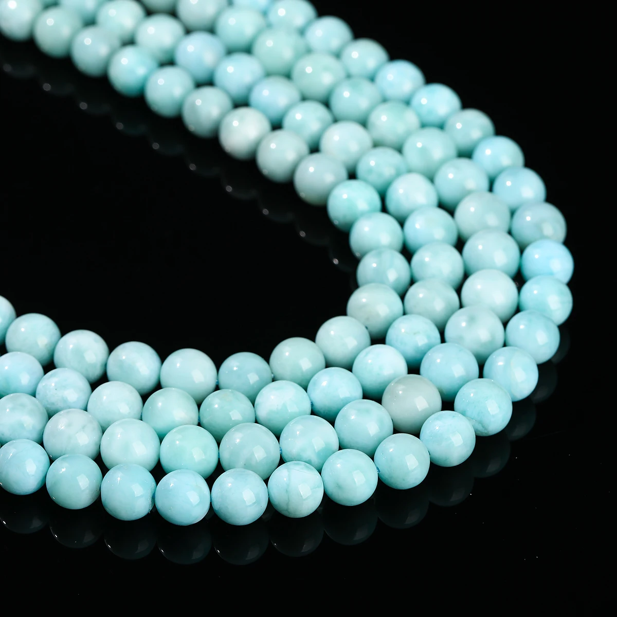 Cuentas de piedra Larimar de Dominica Natural 3A, espaciador suelto redondo liso, piedra preciosa del mar del océano para fabricación de joyería, accesorio de pulsera DIY