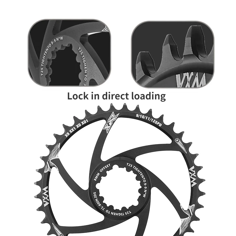 VXM plato de bicicleta 1/3/6mm Offset MTB bicicleta de carretera 30/32/34/36/38/40T rueda dentada para GXP 9/10/11/12 platos y bielas de velocidad