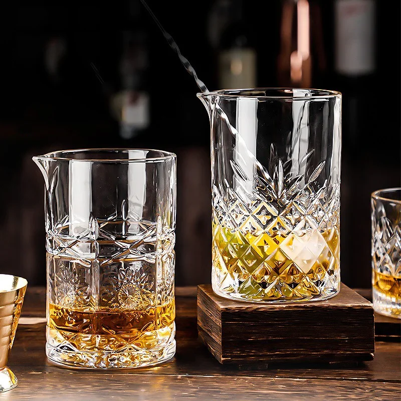 JUSTINLAU Vaso para Whisky, Coctelera Profesional, Vasos para Mezclar Cócteles, Vaso de Cristal para Mezclar, Herramientas de Bar para Bartender
