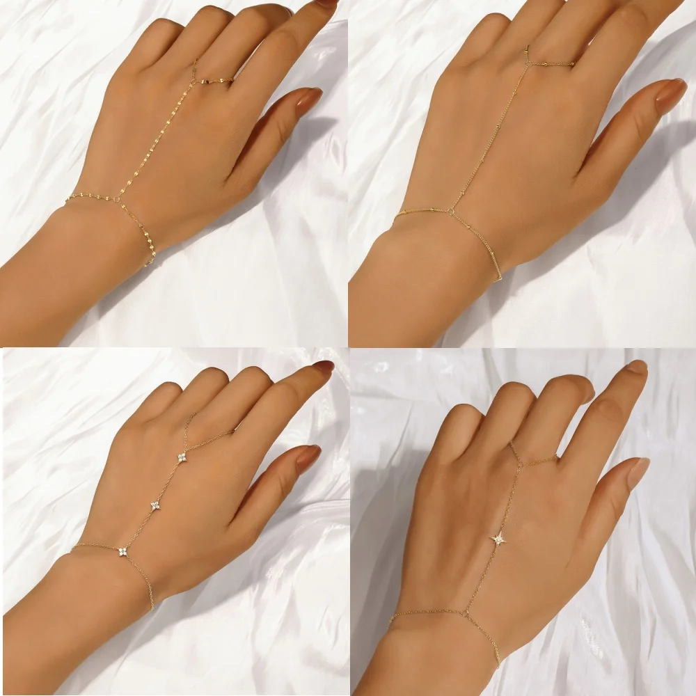 ROXI-pulsera de circón de corazón/estrella de Plata de Ley 925 con diseño de dedo para mujer, accesorios de cadena de mano, regalo de joyas de fiesta