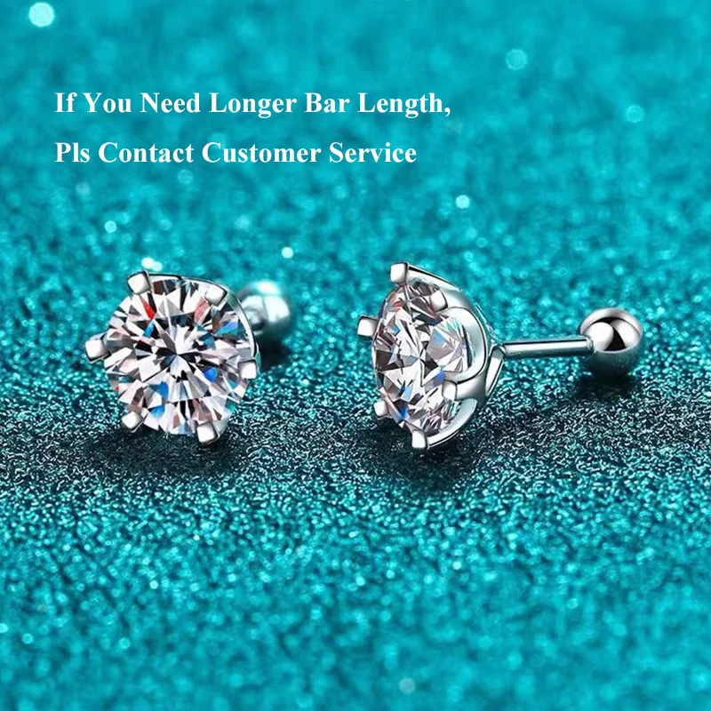 BIJOX STORY-pendientes de tuerca de moissanita para mujer, Color D, Plata de Ley 925, 6 puntas de diamante, joyería fina para boda