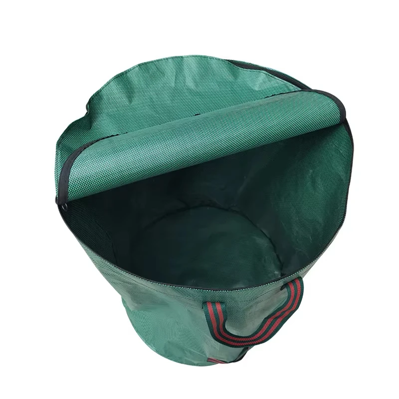 Bolsa de basura para jardín de 120-500L con tapa, cubo de basura plegable para colección de hojas, bolsa de almacenamiento para jardinería al aire libre con hojas caídas reutilizables