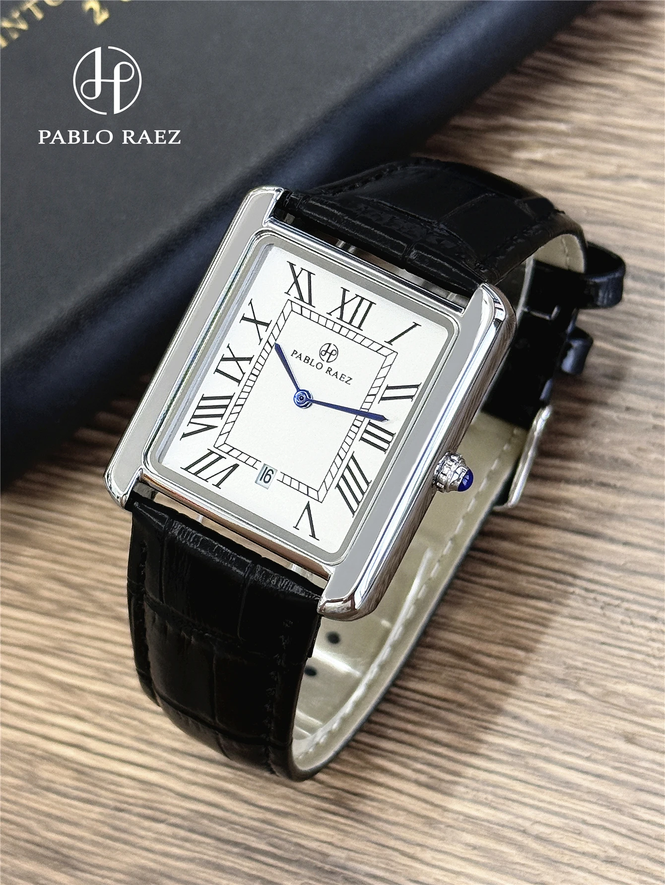 Reloj de hombre de negocios Retro clásico calendario de cuero de lujo impermeable reloj de cuarzo de moda masculina relojes con caja y batería de repuesto
