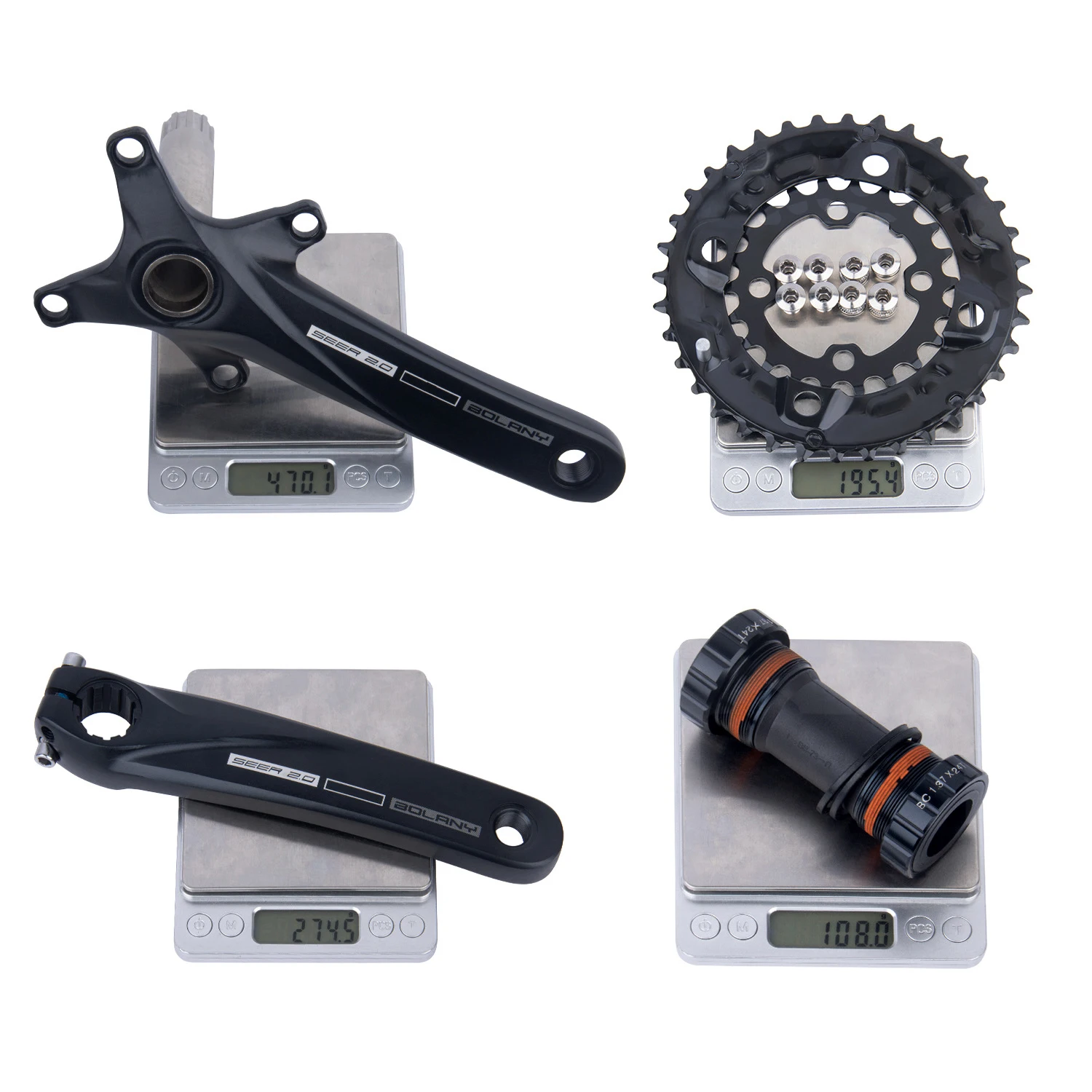 Juego de bielas para bicicleta, platos y bielas para bicicleta de montaña, 36T, 22-36T, 24-38T, Bolany, 104BCD, 170mm, manivela integrada