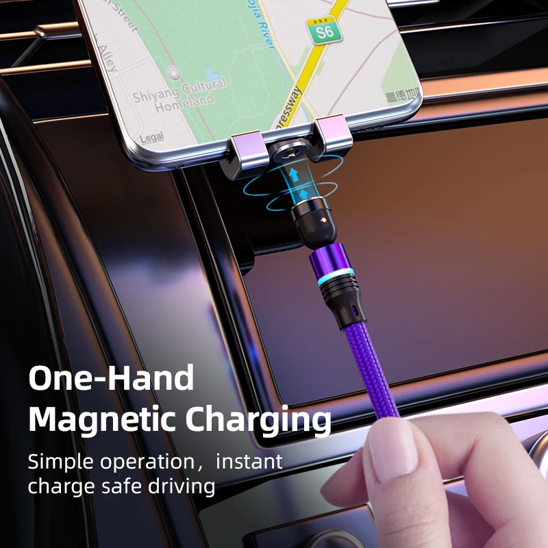 Cable USB C magnético giratorio de 540 grados, Cable tipo C de 1M, 2M, 3M para cargador magnético de teléfono móvil, Cable para Huawei Xiaomi