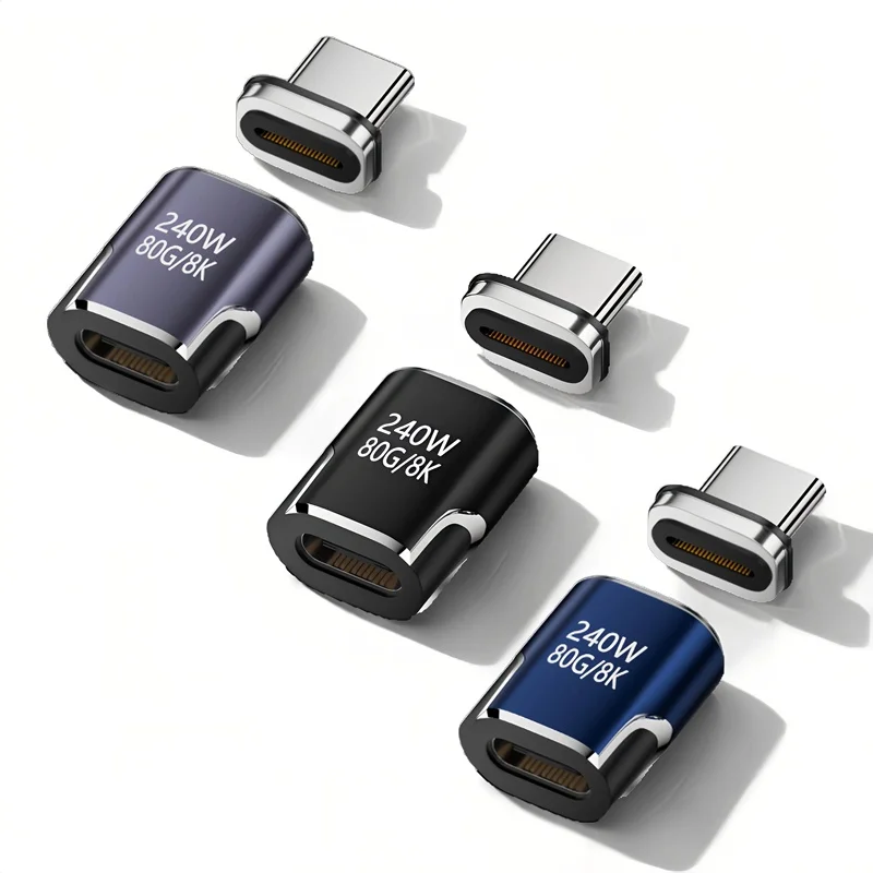 Adaptador USB tipo C magnético de 240W, convertidor de carga rápida de vídeo OTG 8K de 80Gbps para iPhone 17 16 15 14 13 Monitor de ordenador portátil Macbook
