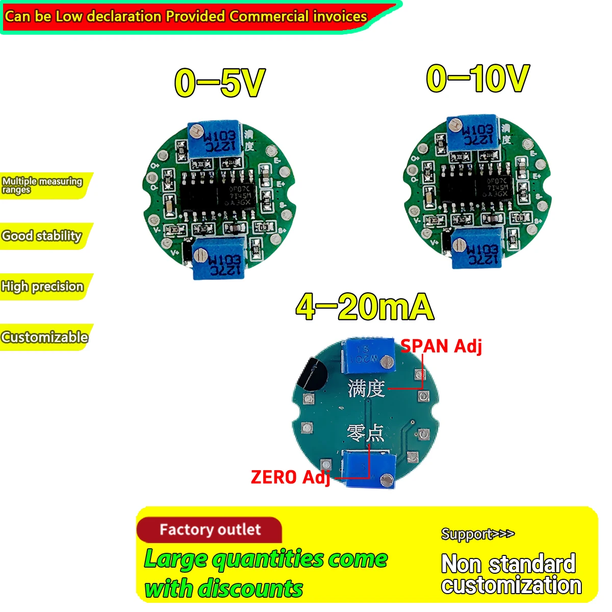 Convertidor de Señal de Sensor, Amplificador de Celda de Carga, Módulo de Salida de Voltaje 0-5V, Placa de Excitación con Ajuste de Rango/Cero