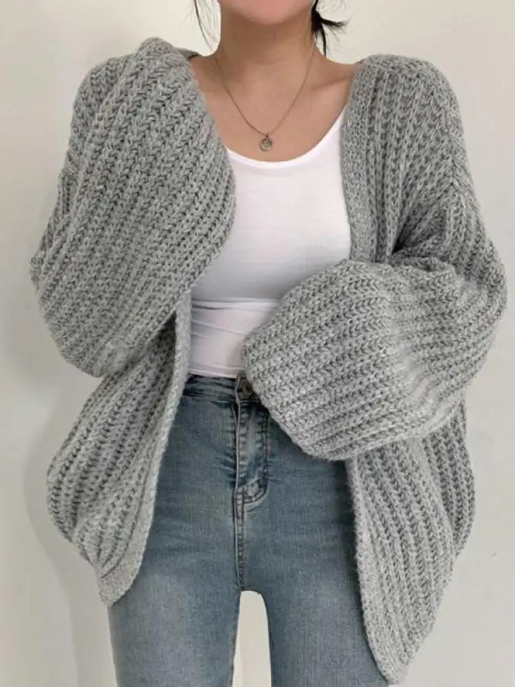 Cárdigan de Mujer Estilo Harajuku Vintage 2026 con Mangas Farol, Suéter Casual Coreano para Otoño, Ropa Urbana Chic, Suéter Y2K