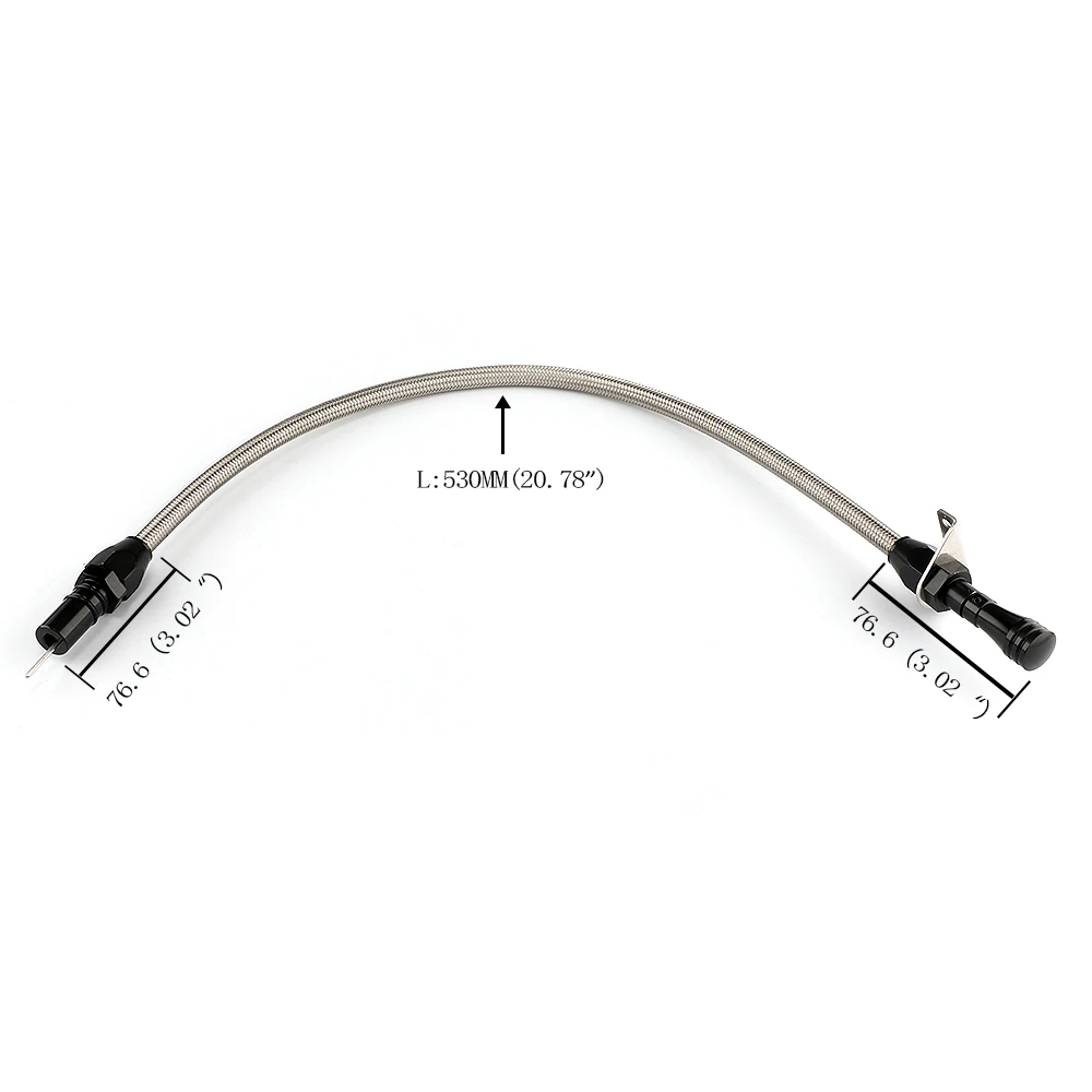 Varilla de nivel de transmisión flexible de acero inoxidable de 530 mm para GM Chevy TH-400 TH-350 Turbo SBC BBC 350 400
