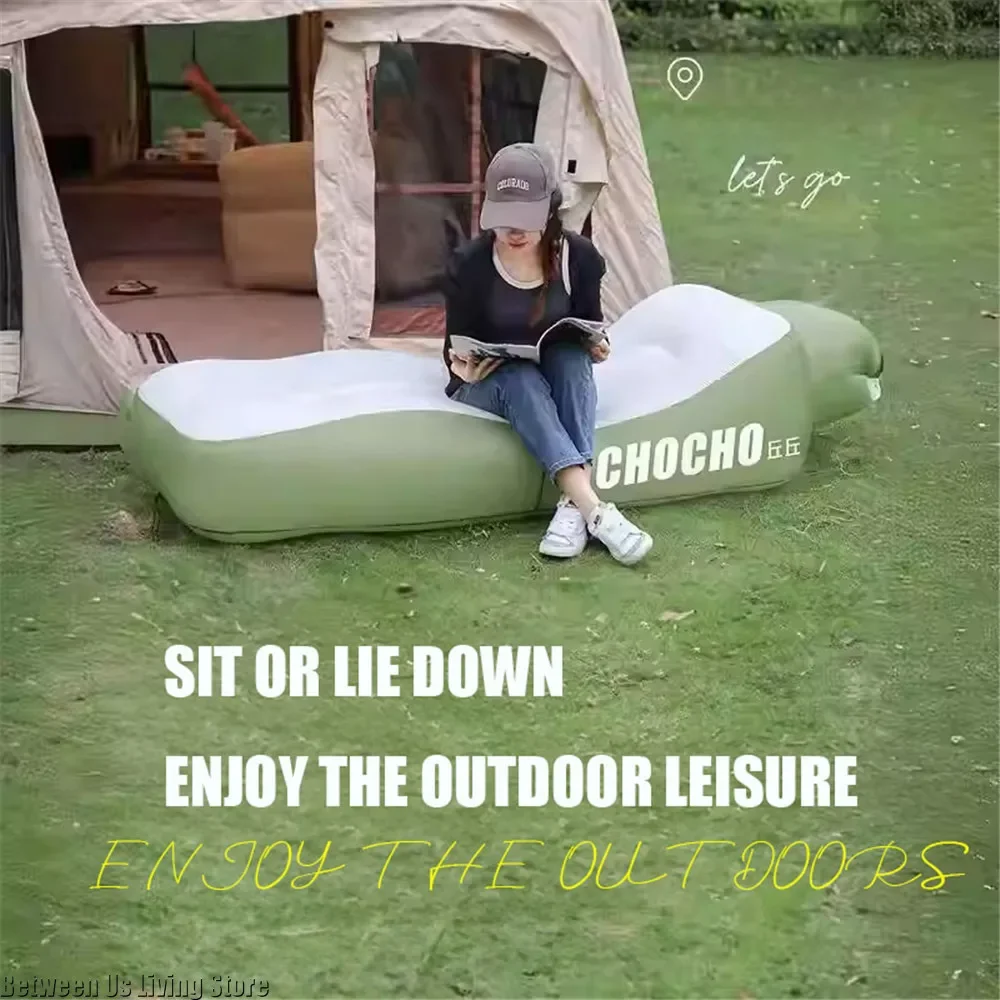 Sofá cama inflable de lujo: diseño extra ancho sin rollo para playa, jardín y interior |   Tumbona de aire de configuración rápida
