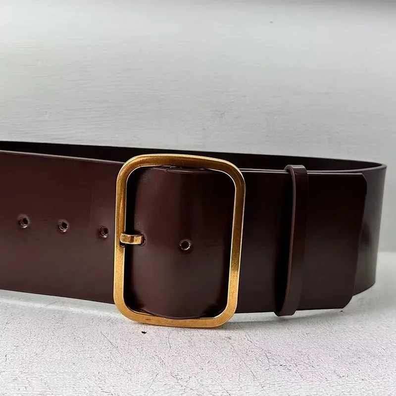Cinturones de cuero genuino de 9,5 cm para mujer, cinturón de corsé de cintura femenina de diseñador de lujo, cinturón ancho y grande, accesorio para vestido
