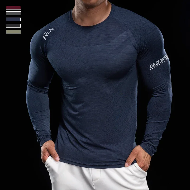 Camiseta para correr para hombre, chándal para trotar, camiseta atlética de compresión, camisetas deportivas de manga larga, camiseta de ajuste muscular para gimnasio y Fitnes