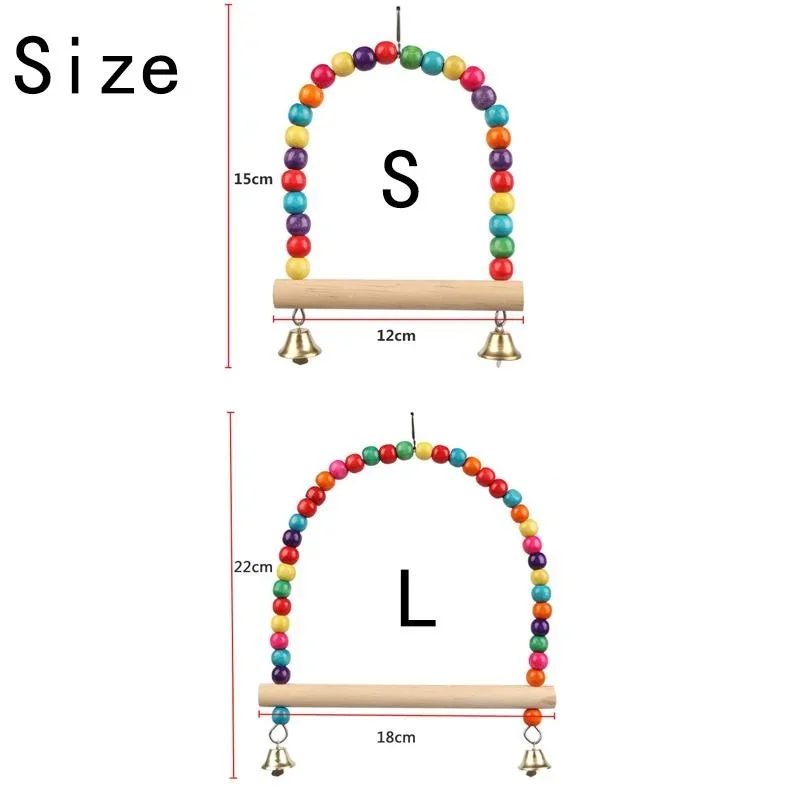 Juguete para mascotas, columpio para pájaros, soporte de columpio de madera para loros, juguete para loros, suministros para mascotas, accesorios para pájaros (S: 12x15cm/L: 18*22cm)