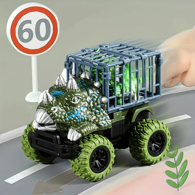 Camión de dinosaurios de juguete extraíble, camión de transporte de coches, juguetes con figuras de dinosaurio para niños pequeños, juegos de dinosaurios t-rex, camión monstruo