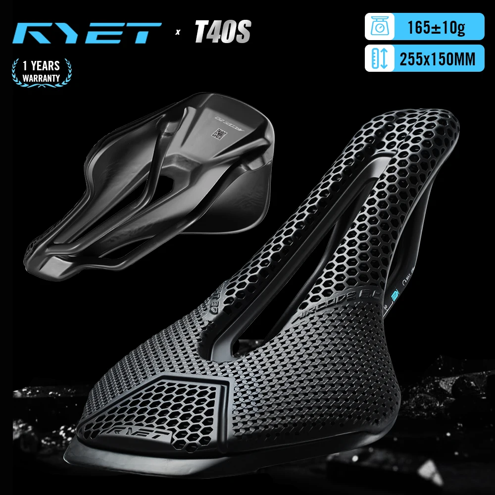 Sillín RYET Aircode 2.0 Impreso en 3D/VCM, 160-169g, 255x150mm, Rieles con Recorte de 7x9mm, Base de Carbono/Nylon, para Bicicleta de Carretera, MTB y Gravel