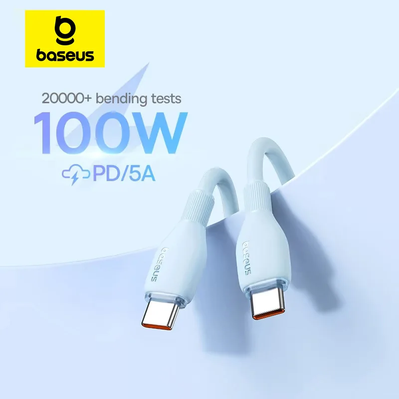 Cable Baseus PD 100W USB C a USB tipo C para Macbook Cable de carga rápida para iPhone 16 15 Cable tipo C para Xiaomi