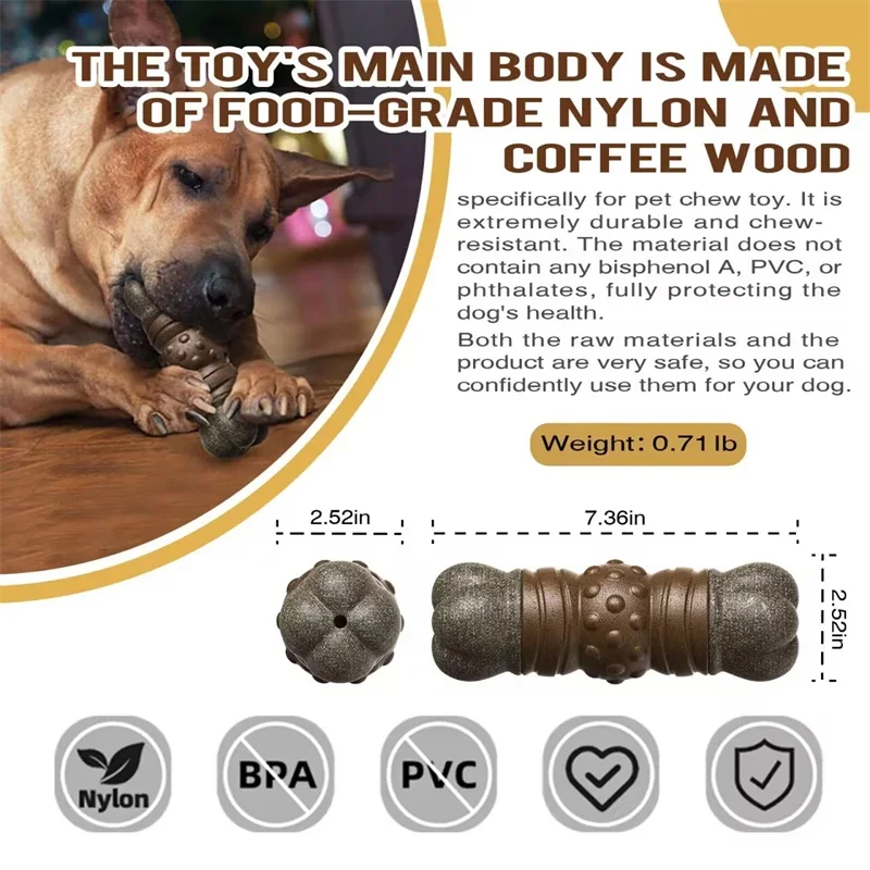 Juguetes para masticar para perros grandes, más fuertes que los huesos reales, juguete chirriante para resolver el aburrimiento, separación de dientes, caja de ansiedad, suministros resistentes para mascotas