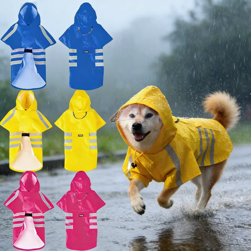 Impermeable Reflectante para Perros 2026, Chubasquero Ligero con Capucha para Verano, Poncho para Cachorros, Chaqueta Impermeable para Mascotas Pequeñas