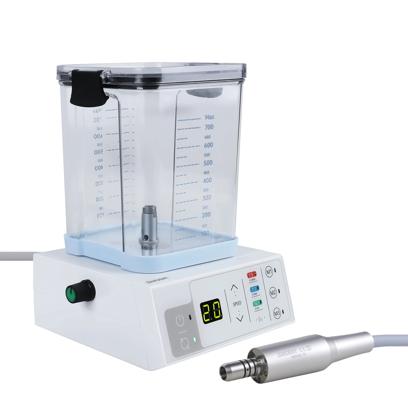 Micromotor eléctrico dental LED sin escobillas SANDENT de 40K RPM con sistema de control vectorial tipo E y tanque de agua para práctica quirúrgica