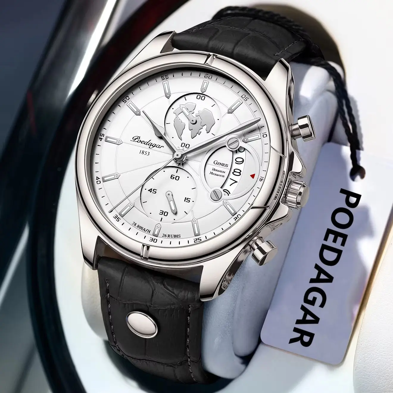 Reloj de pulsera POEDAGAR de lujo para hombre, cronógrafo con fecha, Reloj de cuero resistente al agua para hombre, relojes de cuarzo informales para hombre, Reloj deportivo para hombre