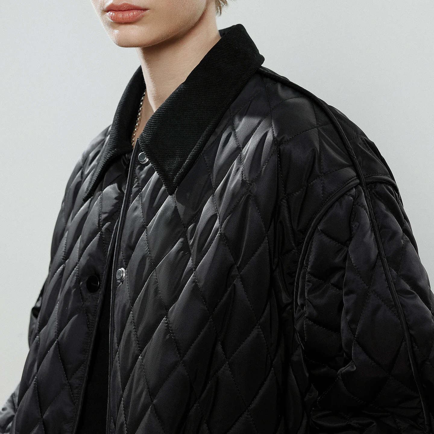 TOYOUTH Chaqueta de algodón para mujer 2025 invierno nuevo de lujo Retro diamante rejilla ropa de trabajo bolsillo grande chaqueta de longitud media marrón