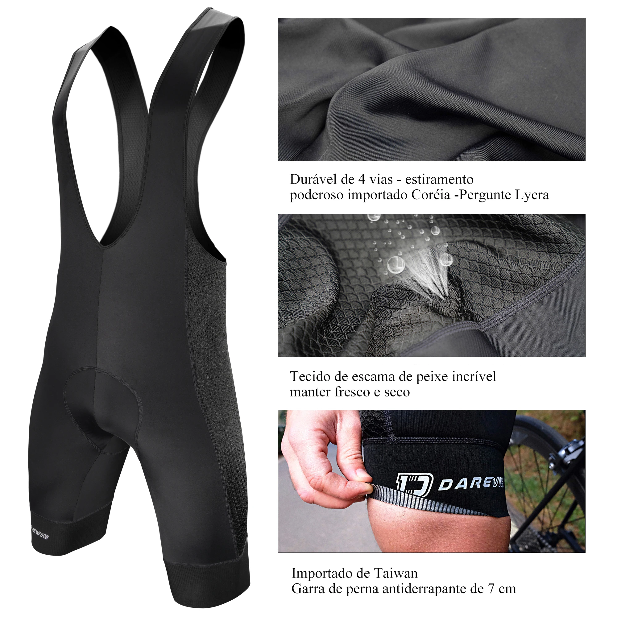 Pantalones Cortos de Ciclismo DAREVIE con Almohadilla de Gel 3D para 6 Horas de Ciclismo, Pantalones Cortos de Ciclismo para Hombre, Pantalones Cortos de Ciclismo Profesionales para Descenso, Transpirables, con Agarre en las Piernas de 7CM