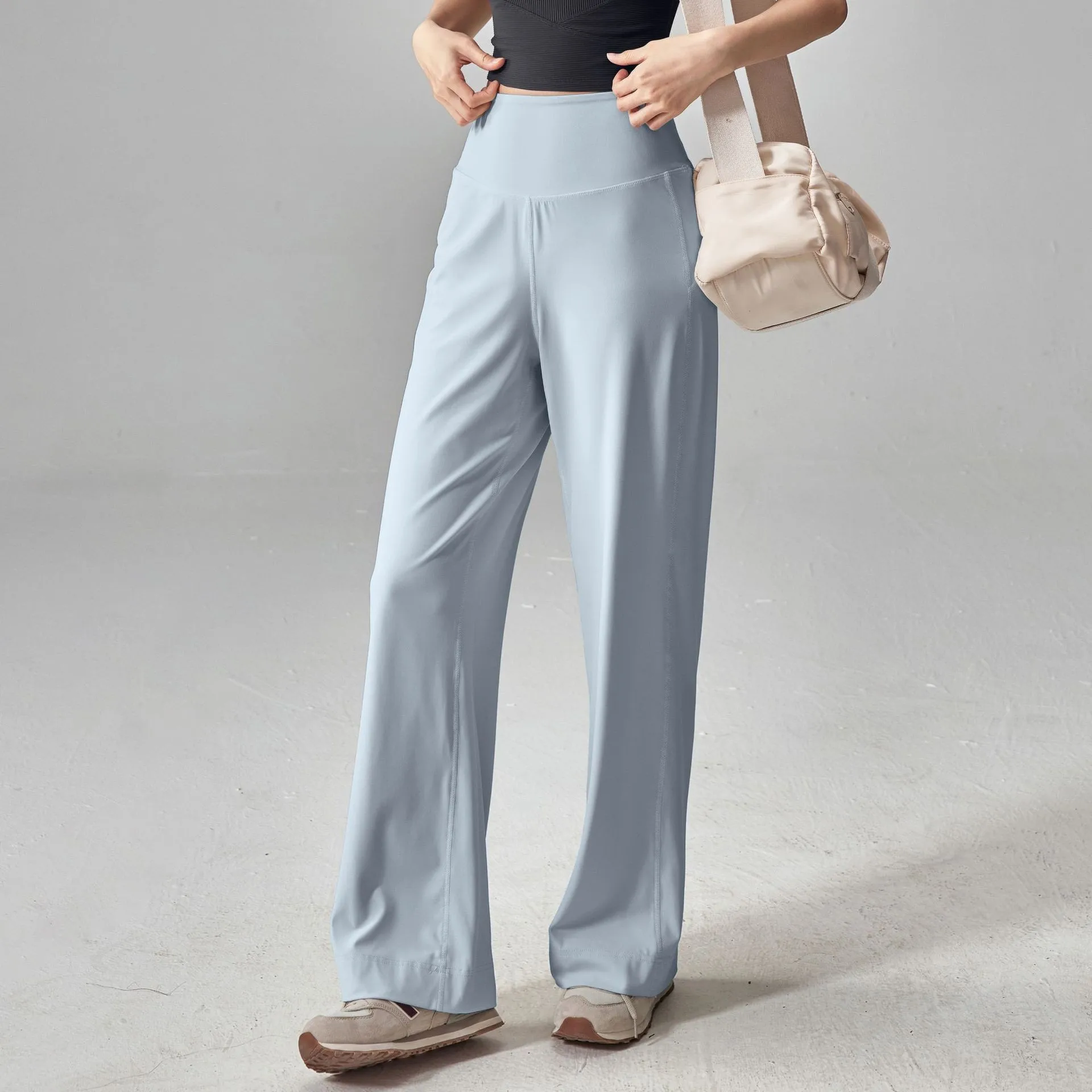 Pantalones de alta calidad para mujer con bolsillos, pantalones de chándal sueltos elásticos de cintura alta, pantalones deportivos de ocio y entrenamiento para Yoga