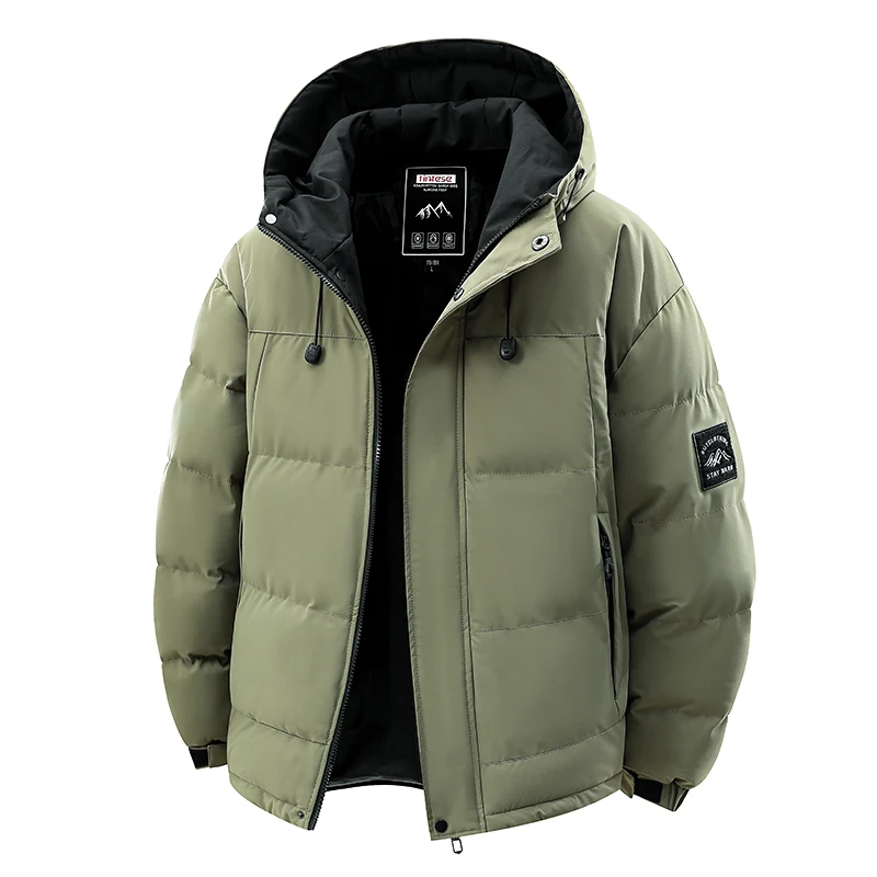 Nuevos Tops gruesos a prueba de viento para hombre, abrigos holgados y versátiles para exteriores, abrigos que mantienen el calor, Parka informal con capucha sólida a la moda para invierno para hombre