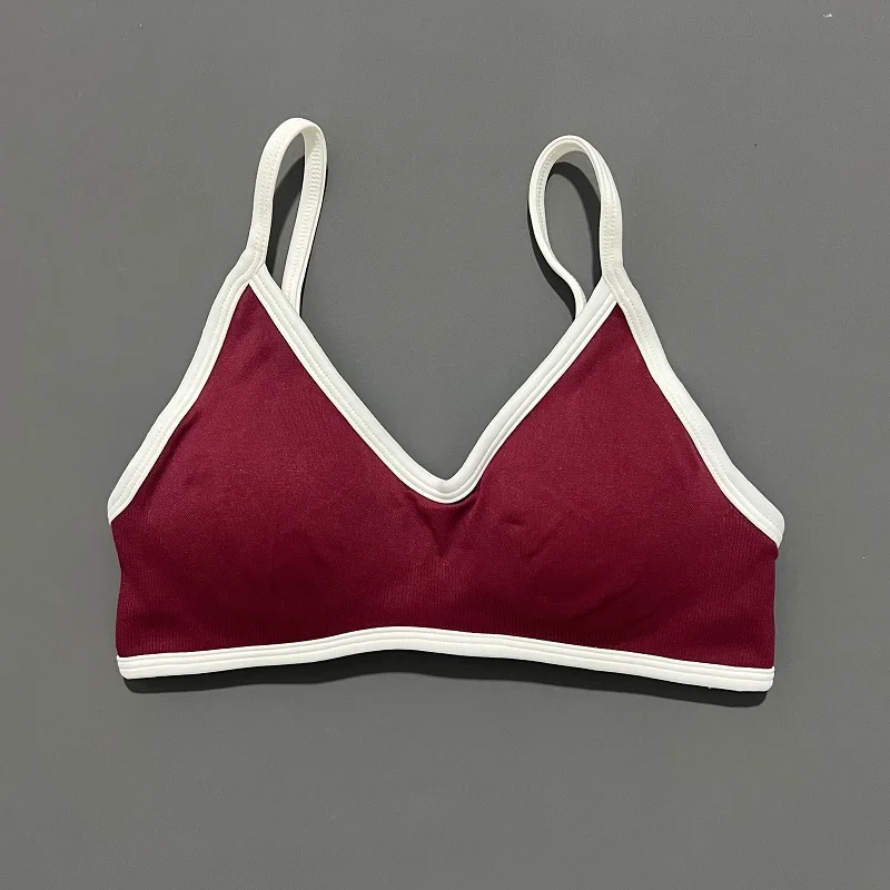 HISTELLO-Sujetador deportivo para mujer, ropa interior Sexy de punto, sujetador de línea de contraste, Top, ropa de Yoga sin costuras, ropa deportiva para correr, entrenamiento, sujetadores de gimnasio