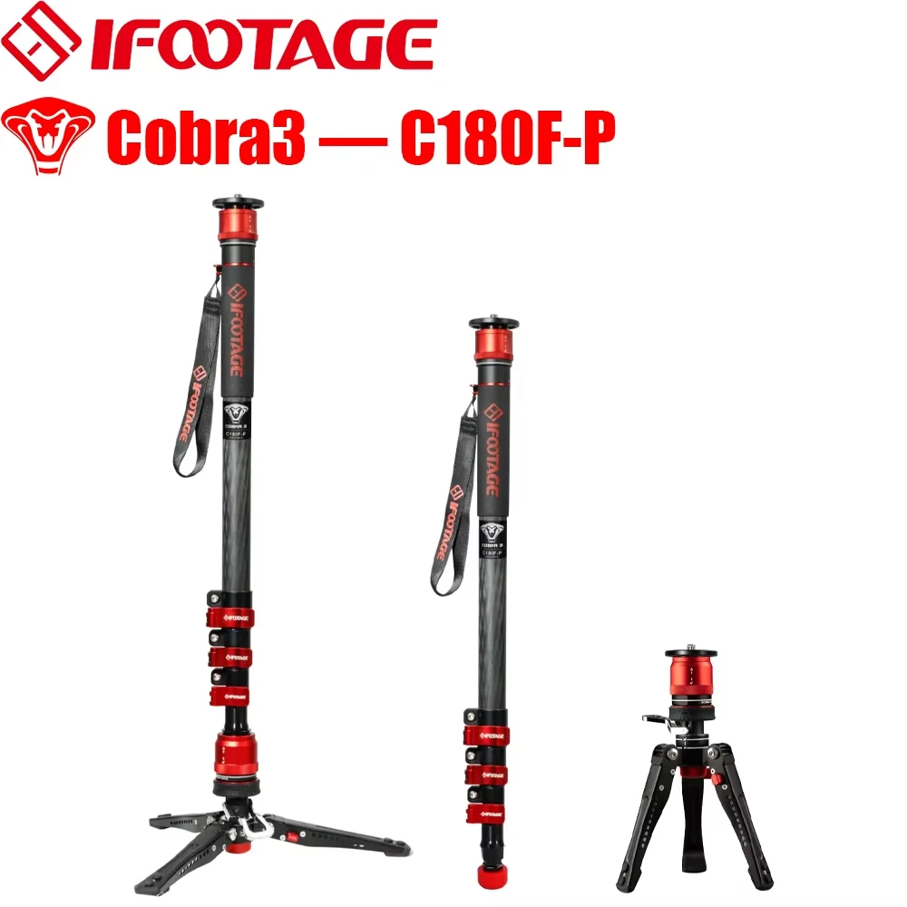 IMEAGE Cobra 3-monopié para cámara con bloqueo de Pedal, monopié de viaje de fibra de carbono de 71 ", liberación rápida, carga útil de 8KG