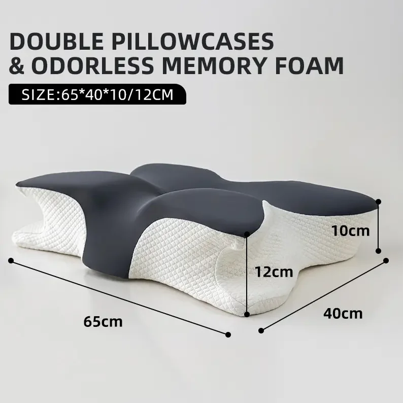 Almohada con forma de mariposa, protección del cuello, almohada de espuma viscoelástica de rebote lento, almohadas de espuma ortopédicas cervicales para el cuidado de la salud