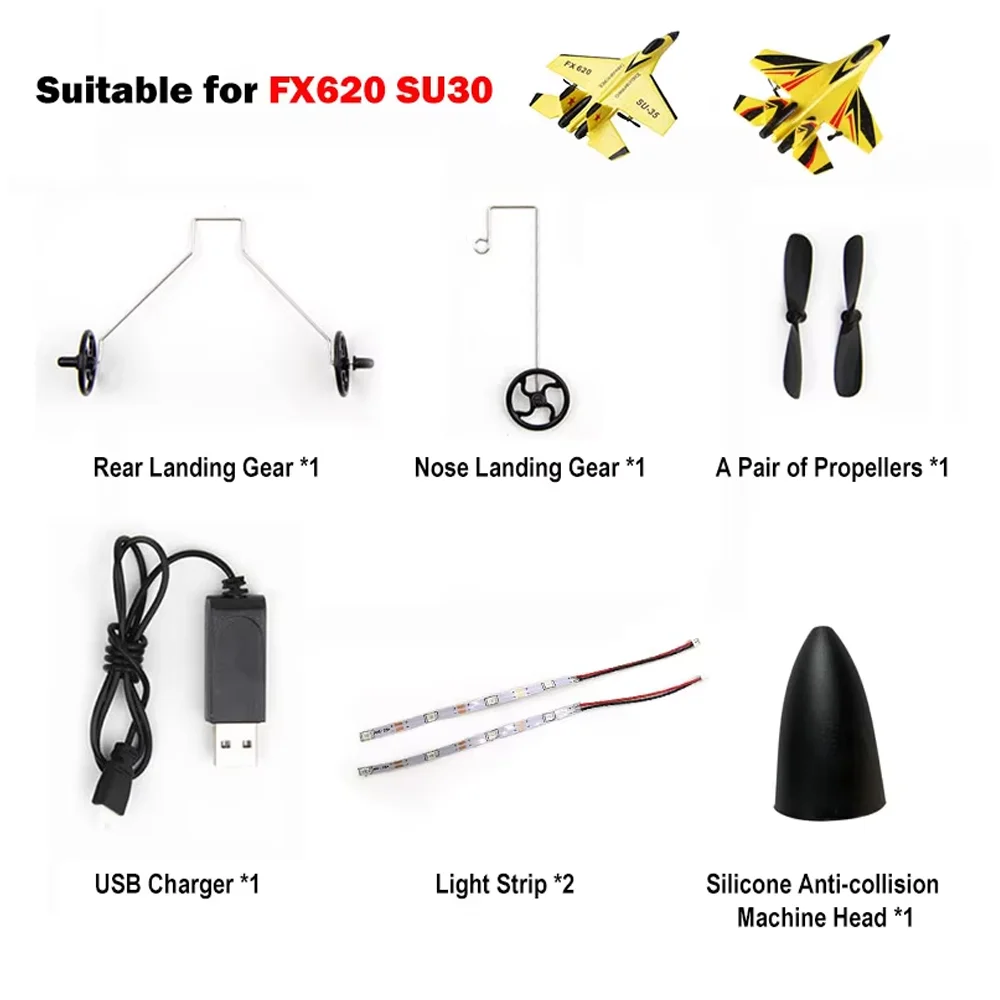 Piezas de repuesto para avión FX620 SU35 SU30 RC, accesorios, hoja de hélice/traje de aterrizaje/asiento de aterrizaje/batería/cargador