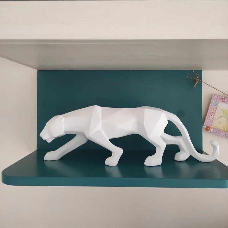 Estatua de pantera para decoración del hogar, estatuilla de Animal, escultura de leopardo de resina de estilo geométrico abstracto, artesanías de decoración de escritorio para el hogar y la Oficina