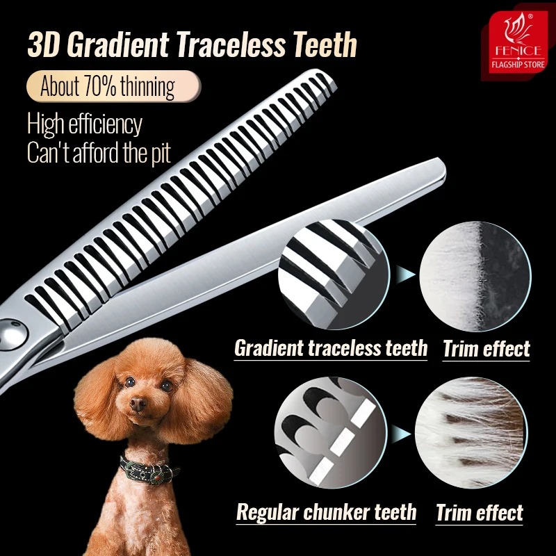 Fenice 7/7,5 pulgadas VG10 acero 3D gradiente sin rastro cuidado de perros tijeras curvadas naturales tornillos de rodamiento tijeras para mascotas 70%