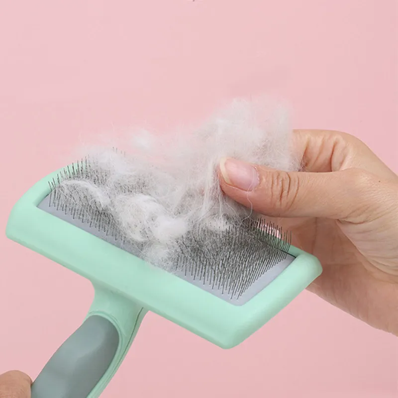 Cepillo para perros, peines de acero inoxidable para perros, cepillo de masaje para el cuidado de perros, utensilio para eliminar el pelo de mascotas, Herramientas de limpieza, mango suave, cepillo para gatos