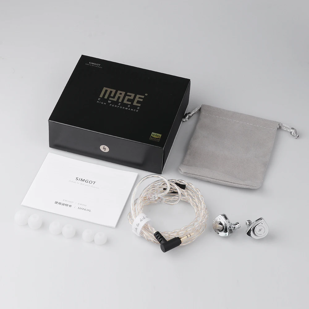 SIMGOT-auriculares internos EW200 con diafragma SCP de 10mm, circuito magnético Dual y controlador dinámico de doble cavidad