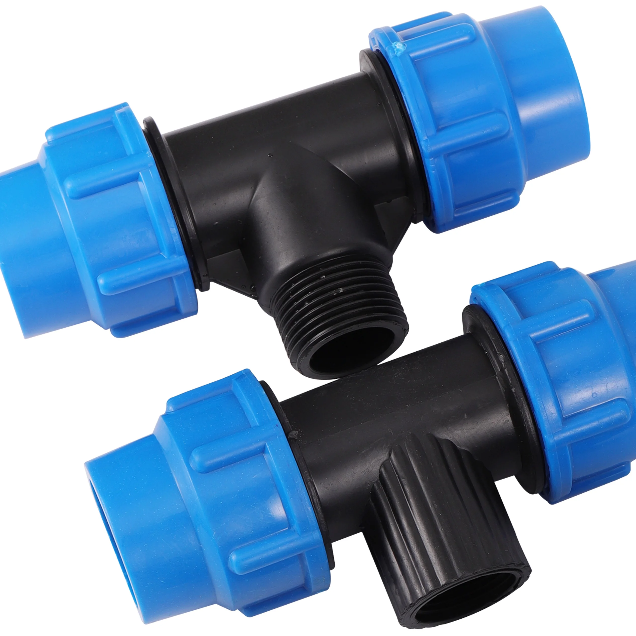 1 unidad de 1/2 "3/4" 1 "a 20mm 25mm 32mm tubo de PE bloqueado en T jardín microirrigación aspersor riego PE tubo conexión rápida Tee