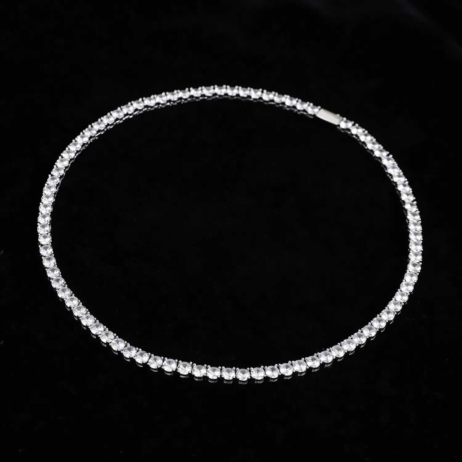 Collar de plata de ley 925, collar de cadena de circón, joyería de compromiso Simple a la moda para mujer, 2MM/4MM 40-50CM