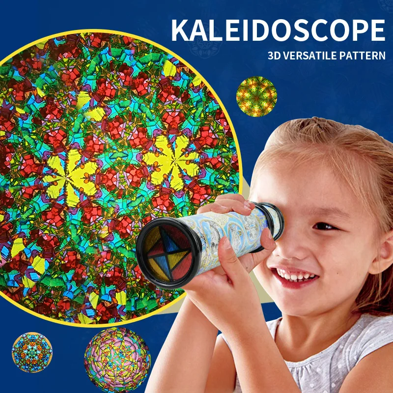Caleidoscopio Infantil con Tres Espejos Intercambiables, Rotación Retráctil, Juguetes Clásicos para Jardín de Niños