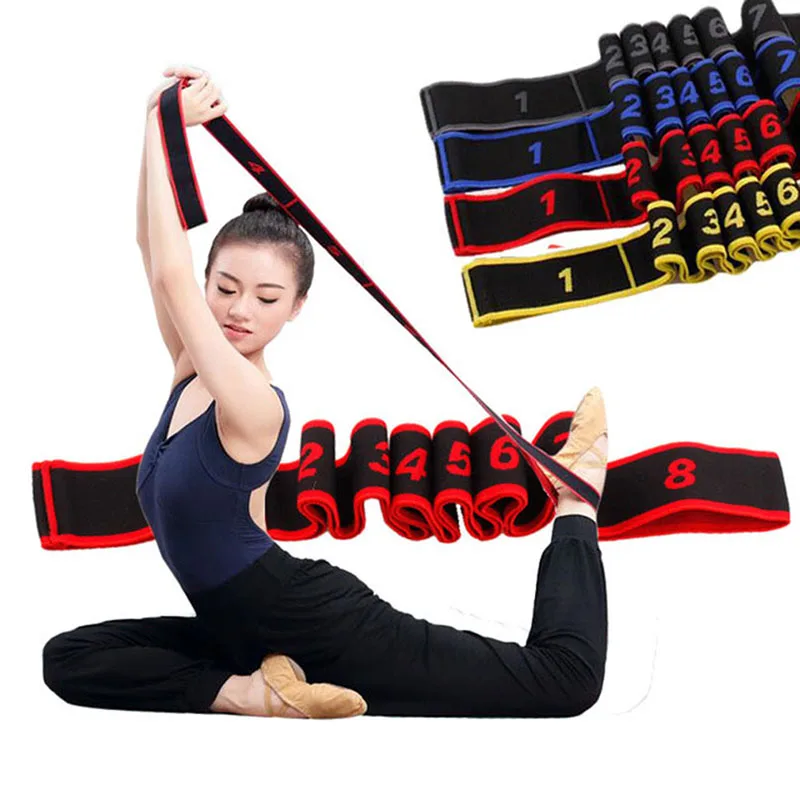 Cinturón de estiramiento para Yoga y baile, 8 secciones, Pilates, Fitness, tensión, elasticidad Digital, banda de resistencia elástica latina ﻿