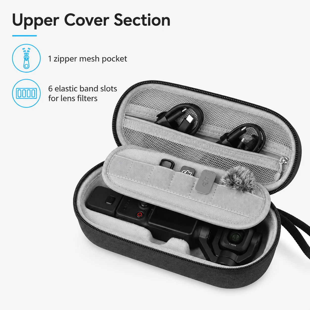 Estuche para DJI Osmo Pocket 4P, Resistente al Agua y a Impactos, Bolsa Rígida Portátil con Compartimentos para Cámara, Micrófono, Tarjetas SD, Filtros