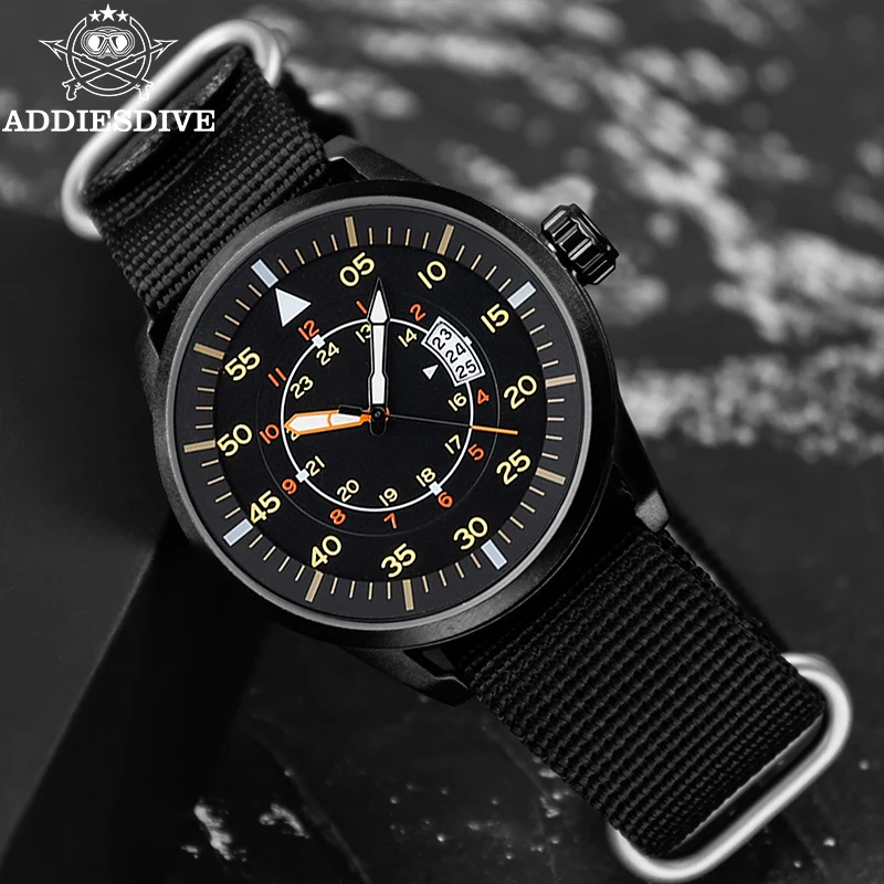 ADDIESDIVE Reloj de cuarzo a la moda para hombre de 44mm, reloj luminoso resistente al agua hasta 50m, esfera grande, correa de nailon de alta calidad, reloj analógico para hombre