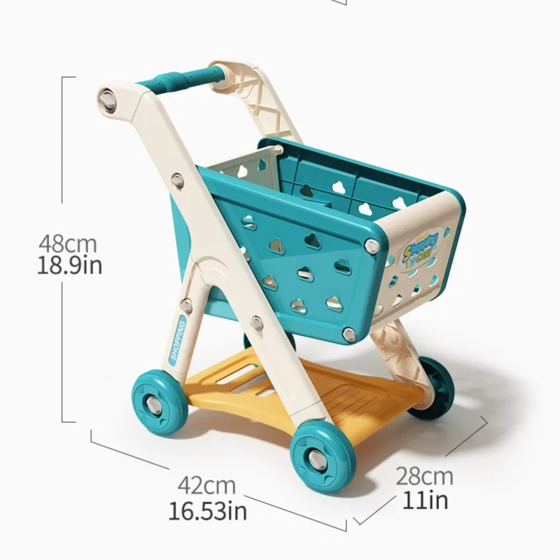 Carrito de Compras de Juguete para Bebés, Pequeño Carrito de Juego para Niños, Casa de Juego, Frutas para Cortar, Cocina Musical, Supermercado, Juguetes Educativos para Niños y Niñas