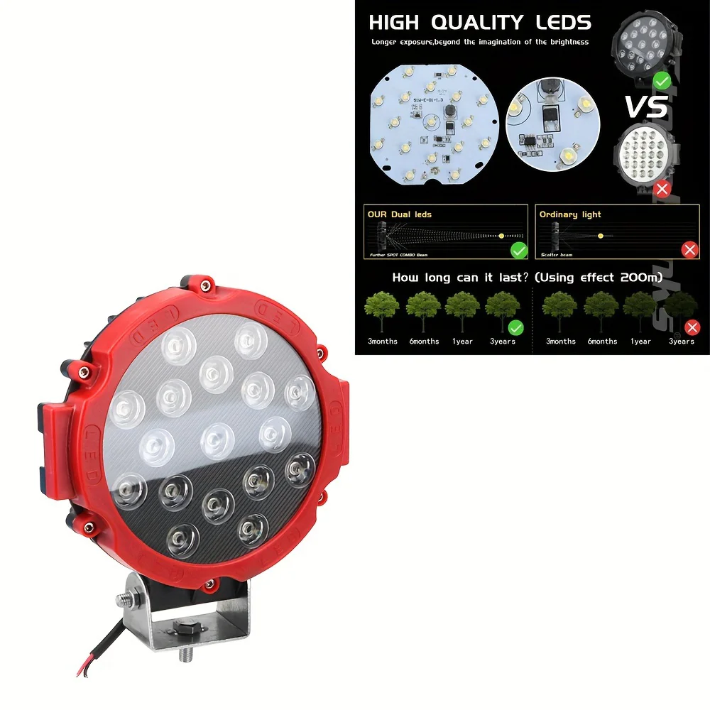 Luz LED brillante de 12V y 51W todoterreno, foco 4x4, faro de coche, lámpara de trabajo, accesorios automotrices para camión JEEP Hummer