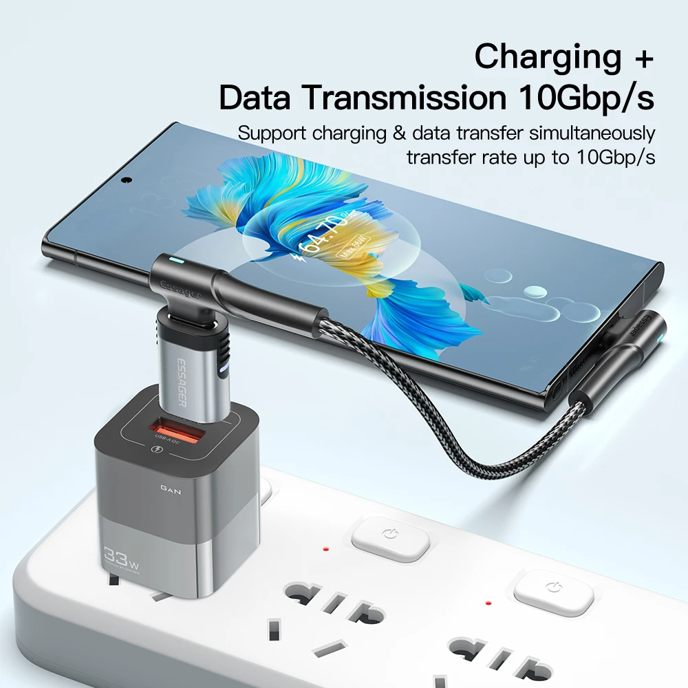 Adaptador magnético Essager de 100W, convertidor de Cable de carga rápida USB tipo C PD 3,0 de 24 pines para Ipad Pro Macbook, conector adaptador magnético