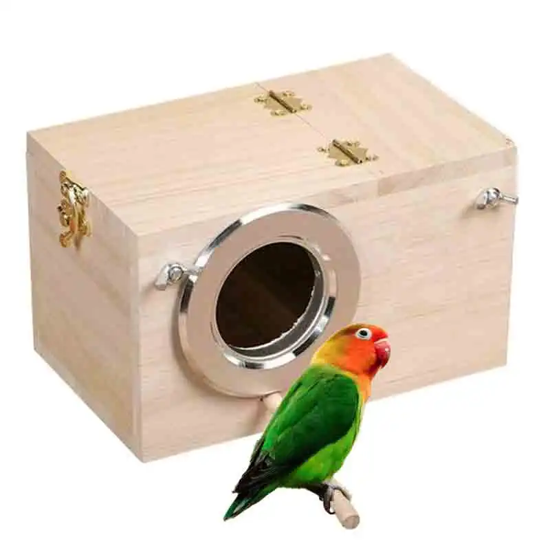Jaula de madera para pájaros, caja nido para cría, nido para incubar, periquitos, cóctel, Finch, Lovebird, loro, casa de pájaros
