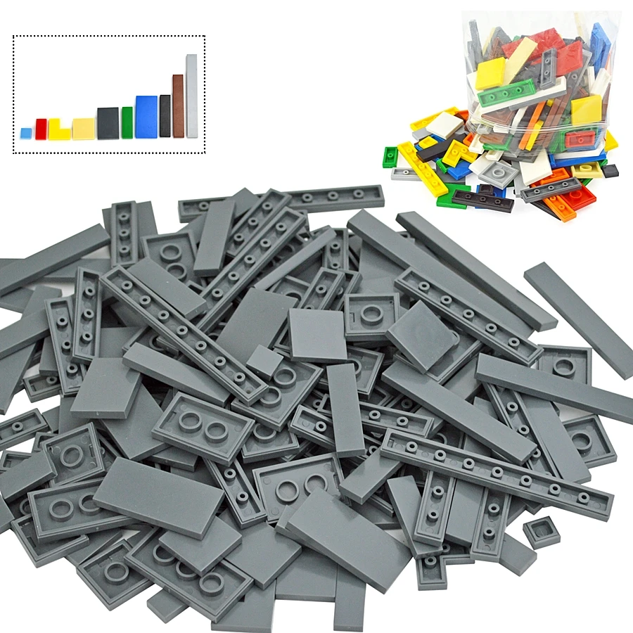 Leduo-modelo de bloques de construcción lisos y finos para niños, piezas de juguete multicolor de 150 piezas, figuras a granel, azulejos planos, juguetes educativos